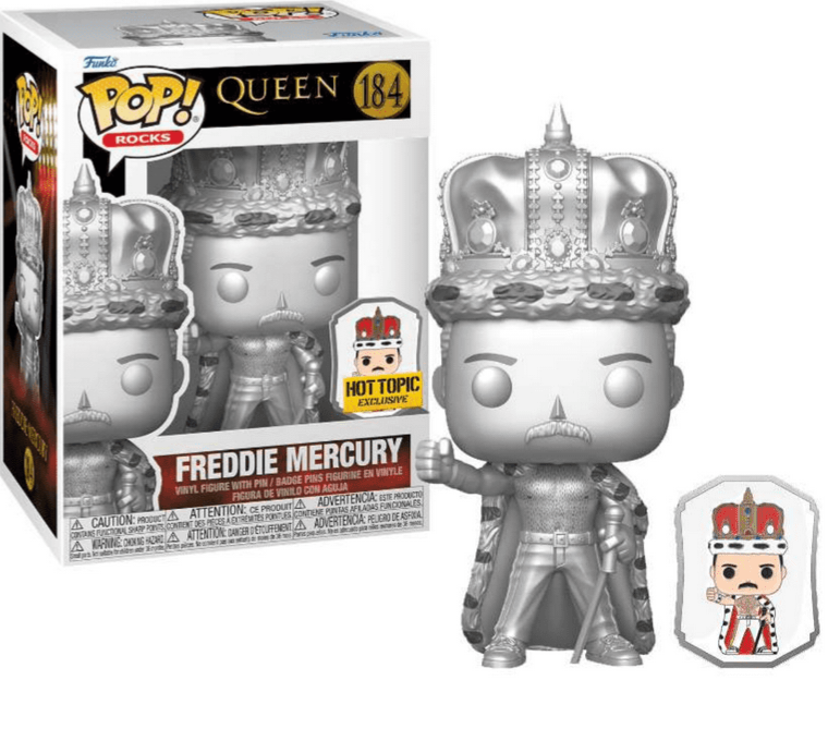 בובת פופ מוזיקה: קווין פרדי מרקיורי כסוף Funko POP! Rocks: Queen Freddie Mercury Silver #184 HOT TOPIC EXCLUSIVE