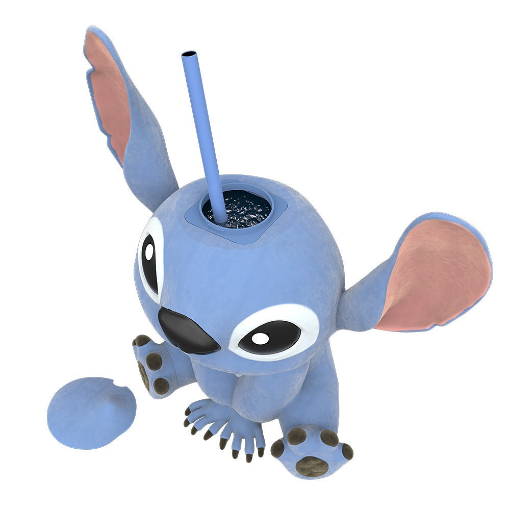 דלי פופקורן סטיץ’ Flocked עם תא שתייה מובנה