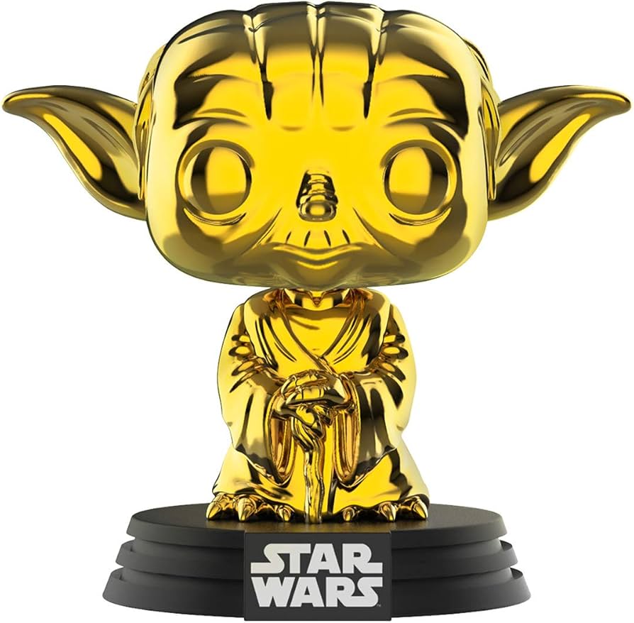 בובת פופ מלחמת הכוכבים: יודה כרום זהב Funko POP! Star Wars: Yoda Gold Chrome #124 2019 Galactic Convention Exclusive
