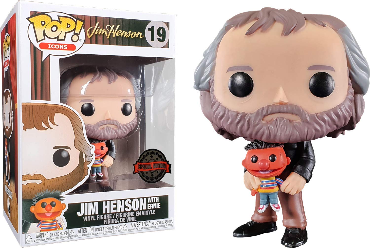 בובת פופ אייקונים: ג'ים הנסון עם ארני Funko Pop! Icons: Jim Henson with Ernie #19 Special Edition