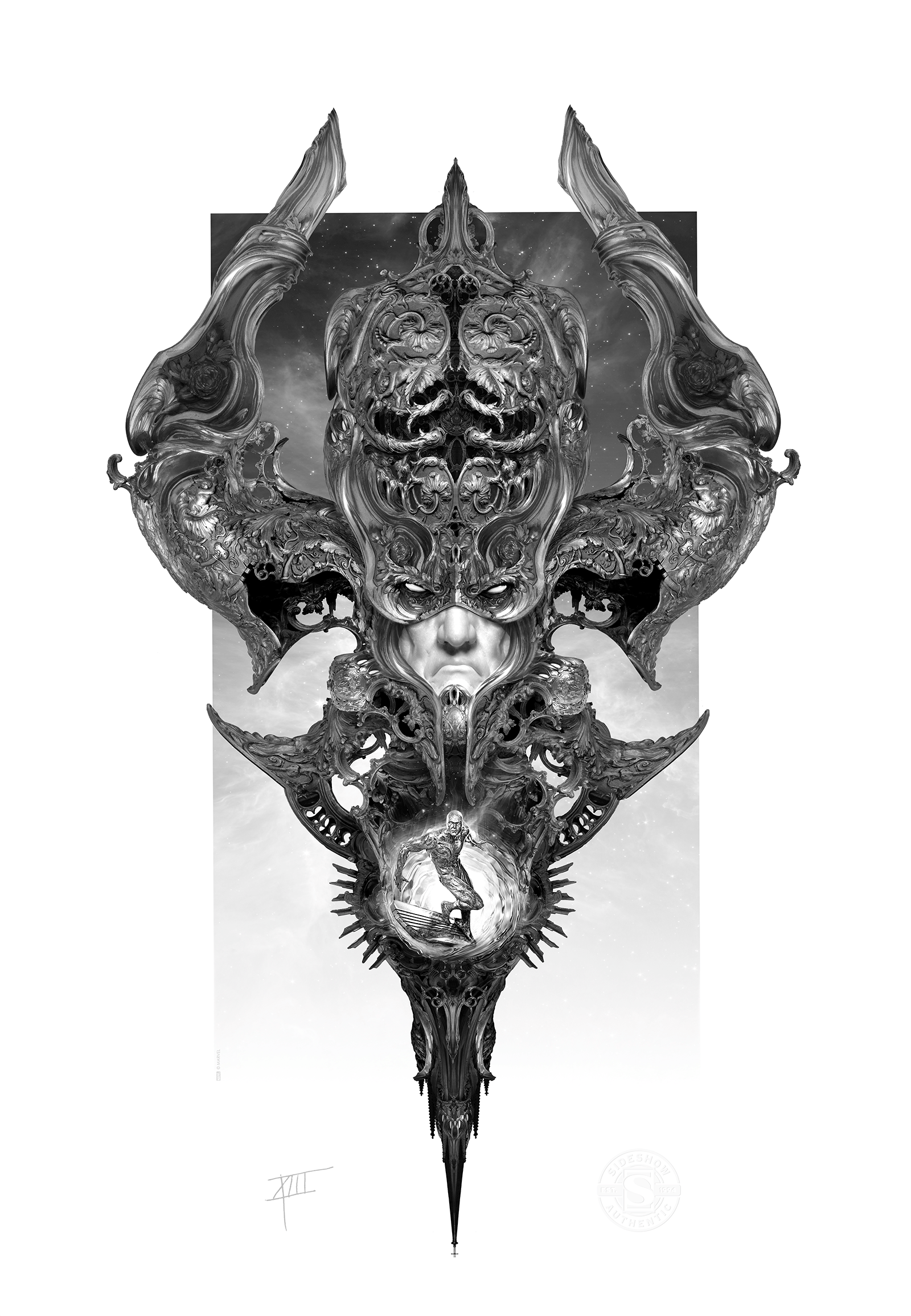 הדפס אומנותי גלקטוס והגולש הכסוף מבית Sideshow Collectibles