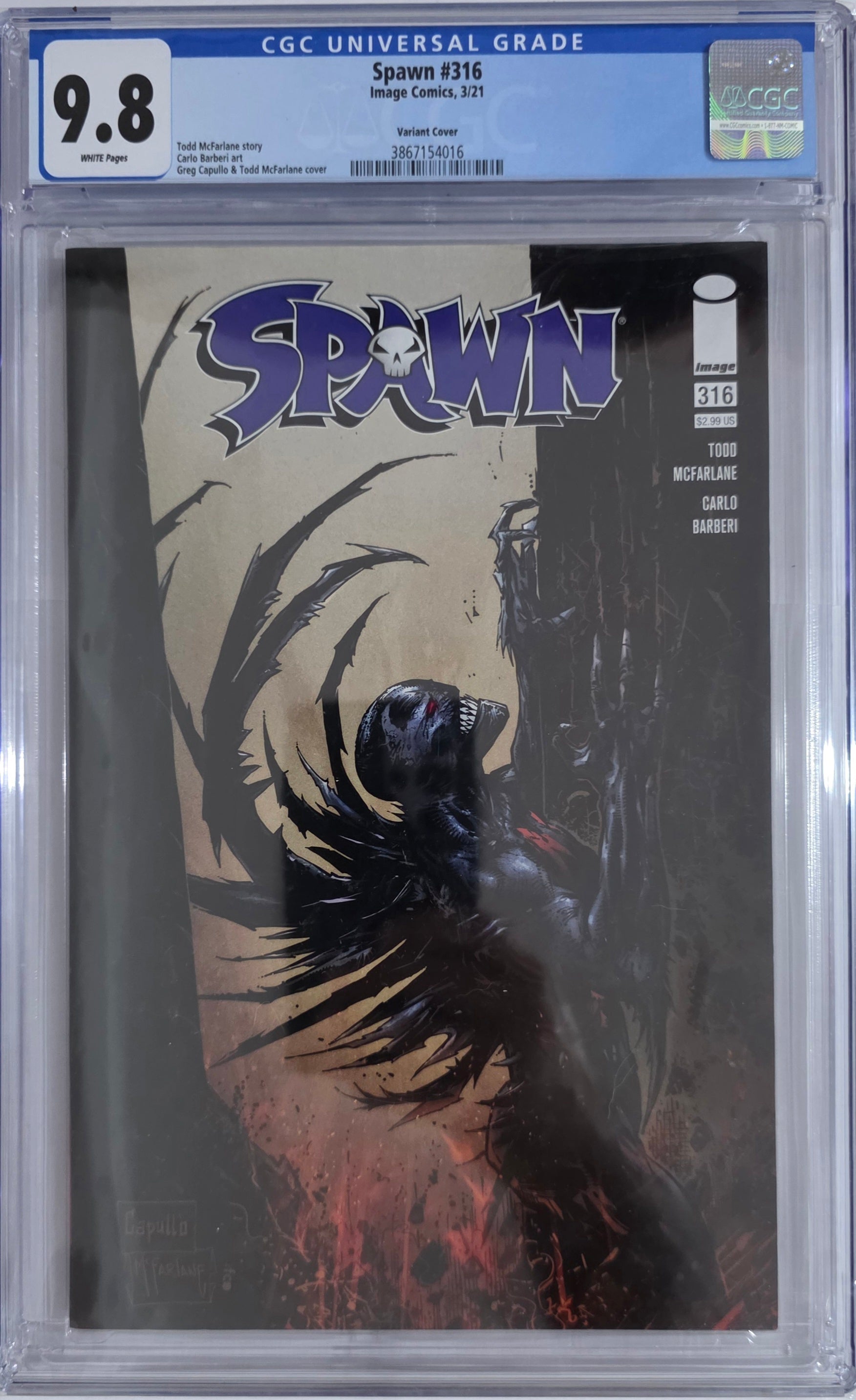 Spawn #316 CGC 9.8 קומיקס אספנות מדורג מבית Image Comics