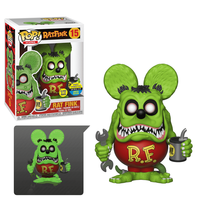בובת פופ אייקונים: ראט פינק Funko POP! Icons: Rat Fink #15 Summer Convention Limited Edition Exclusive (Glow in the Dark)