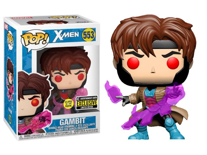 בובת פופ מארוול: אקס-מן גמביט Funko POP! Marvel: X-Men Gambit #553 Glow in the Dark Entertainment Earth Exclusive