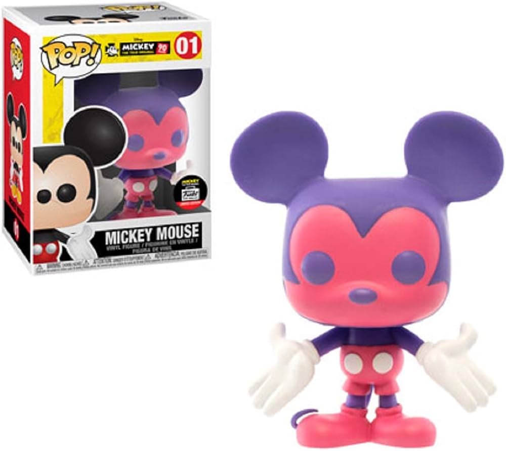 *אריזה פגומה* פופ דיסני: מיקי מאוס Funko POP! Disney: Mickey The True Original 90 Years Mickey Mouse (Pink & Purple) #01 Funko Shop Limited Edition
