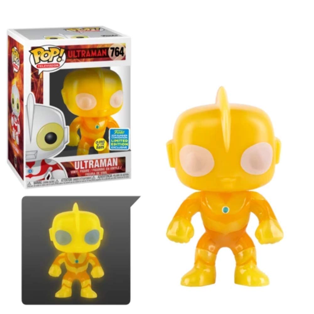 *אריזה פגומה*  בובת פופ טלוויזיה: אולטרמן Funko POP! TV: Ultraman #764 Glow in the Dark SDCC 2019 Toy Tokyo Exclusive