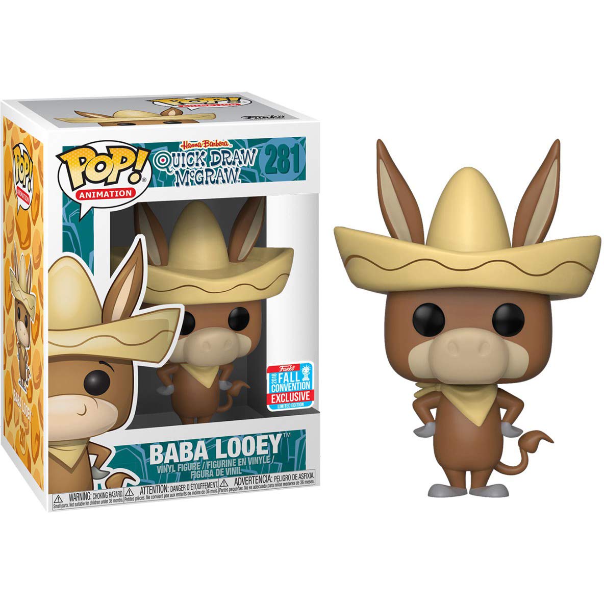 בובת פופ אנימציה: קוויק דרו מק'גרו באבא לואי Funko POP! Animation: Hanna-Barbera Quick Draw McGraw Baba Looey #281 Fall Convention 2018 Exclusive