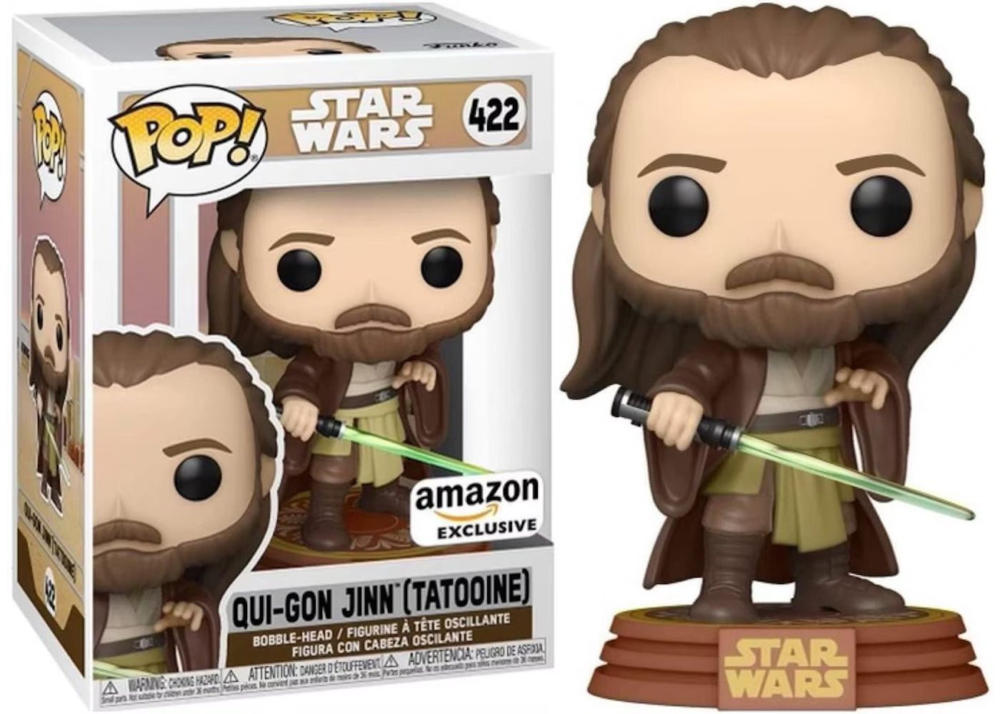בובת פופ מלחמת הכוכבים: קווי-גון ג'ין Funko POP! Star Wars: Qui-Gon Jinn (Tatooine) #422 Amazon Exclusive