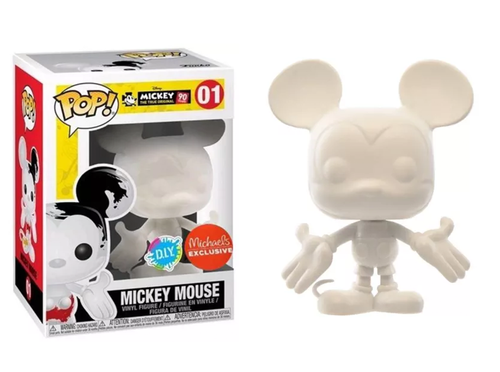 בובת פופ דיסני: מיקי מאוס עשה זאת בעצמך Funko POP! Disney: Mickey The True Original 90 Years DIY Mickey Mouse White #01 Michaels Exclusive