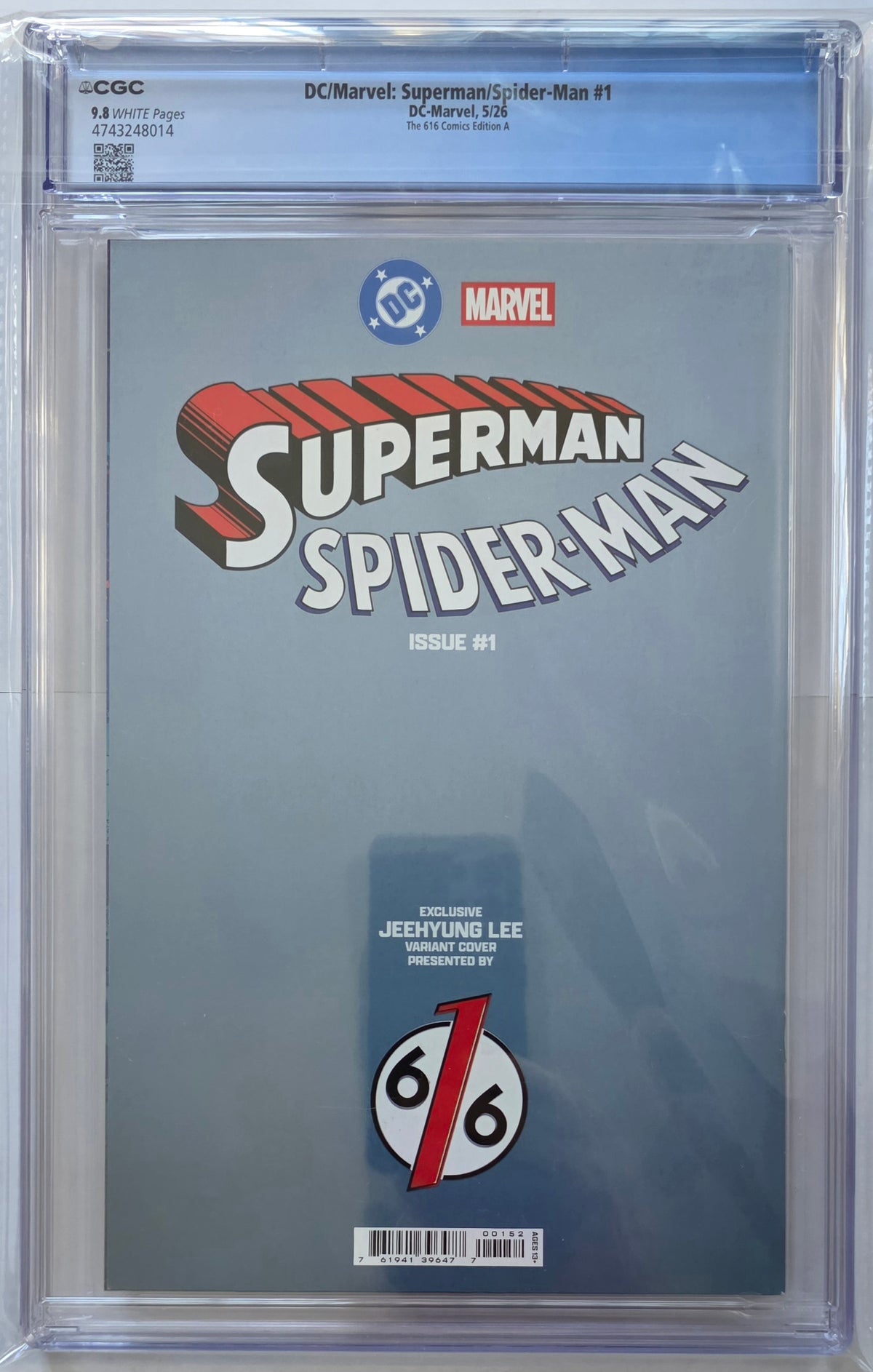 DC/Marvel: Superman/Spider-Man #1 CGC 9.8 קומיקס אספנות מדורג מבית DC/Marvel