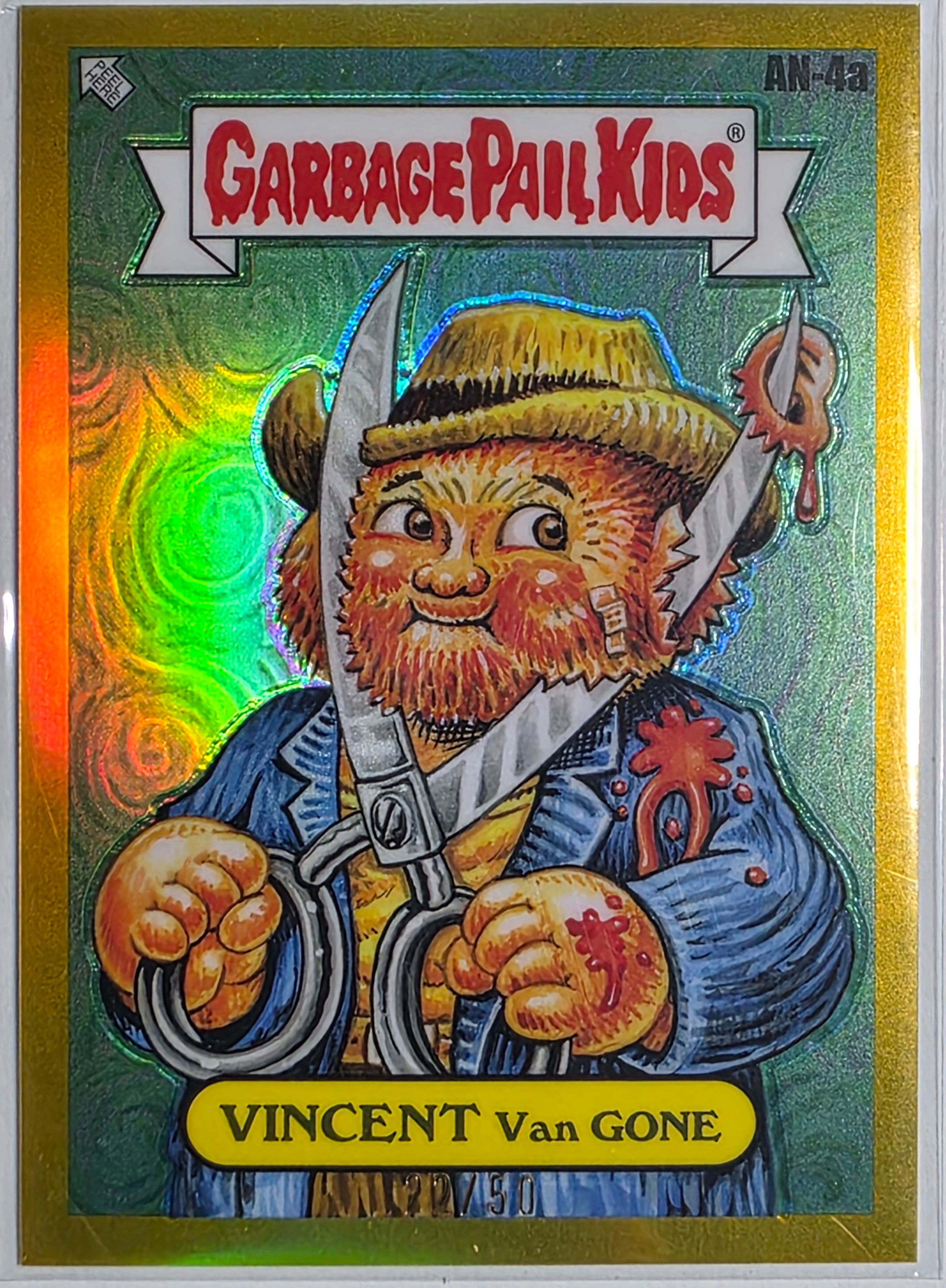 Garbage Pail Kids Trading Card: Vincent Van Gone AN-4a Gold Refractor (22/50)